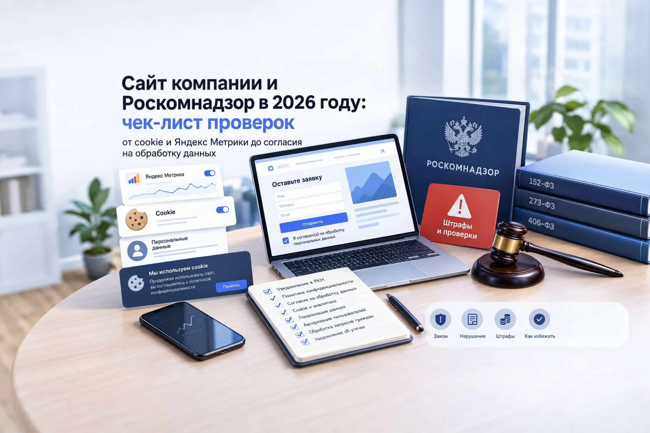 Сайт компании и Роскомнадзор в 2026 году: чек-лист проверки от cookie и Яндекс Метрики до согласия на обработку данных